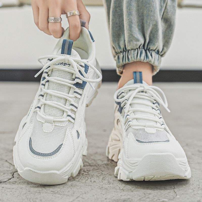 Men's Dad Shoes 2025 Versatile Thick-Soled Height-Increasing Youth Casual Running Lightweight Non-Slip Sports White Trendy Shoes