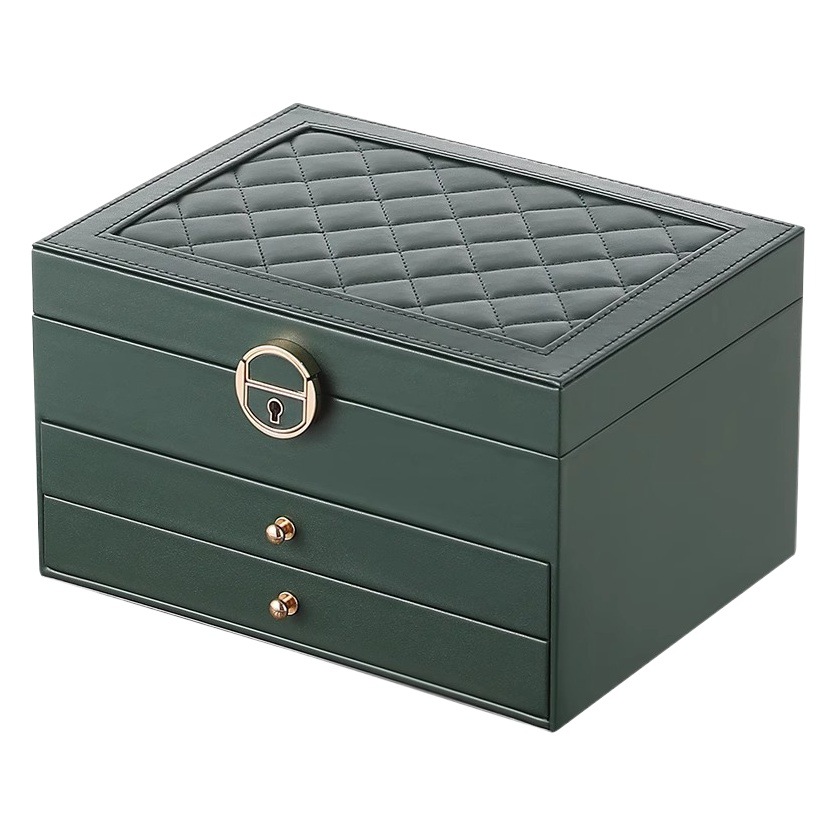 Caja de almacenamiento de joyas de tres capas para collares, pendientes, joyas de oro, caja de joyería hecha a mano, caja de regalo multicapa de gran capacidad para pulseras