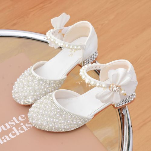 New Arrival Girls' Crystal Shoes, Princess High-Heel Pumps, Closed-Toe Shoes for Piano Walks & Performances, Leather Shoes for Older Kids, and Children's Sandals