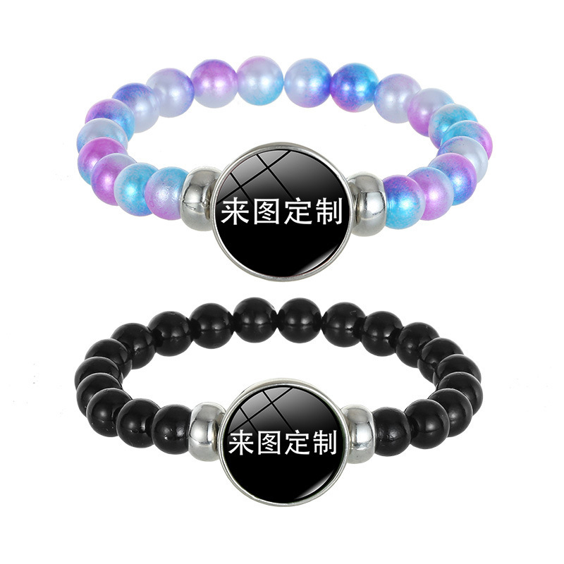 Cross-border source manufacturers crystal pendant picture logo making beaded fashion bracelet women's pearl bracelet jewelry