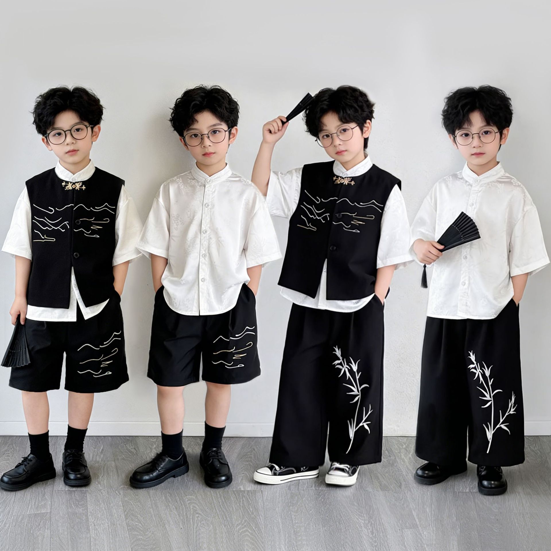 2026 New Style New Chinese-Style Boys' Outfit, Traditional Summer Clothing for Boys, Hanfu Ancient Costume for Older Children, Children's Tang Suit Formal Wear