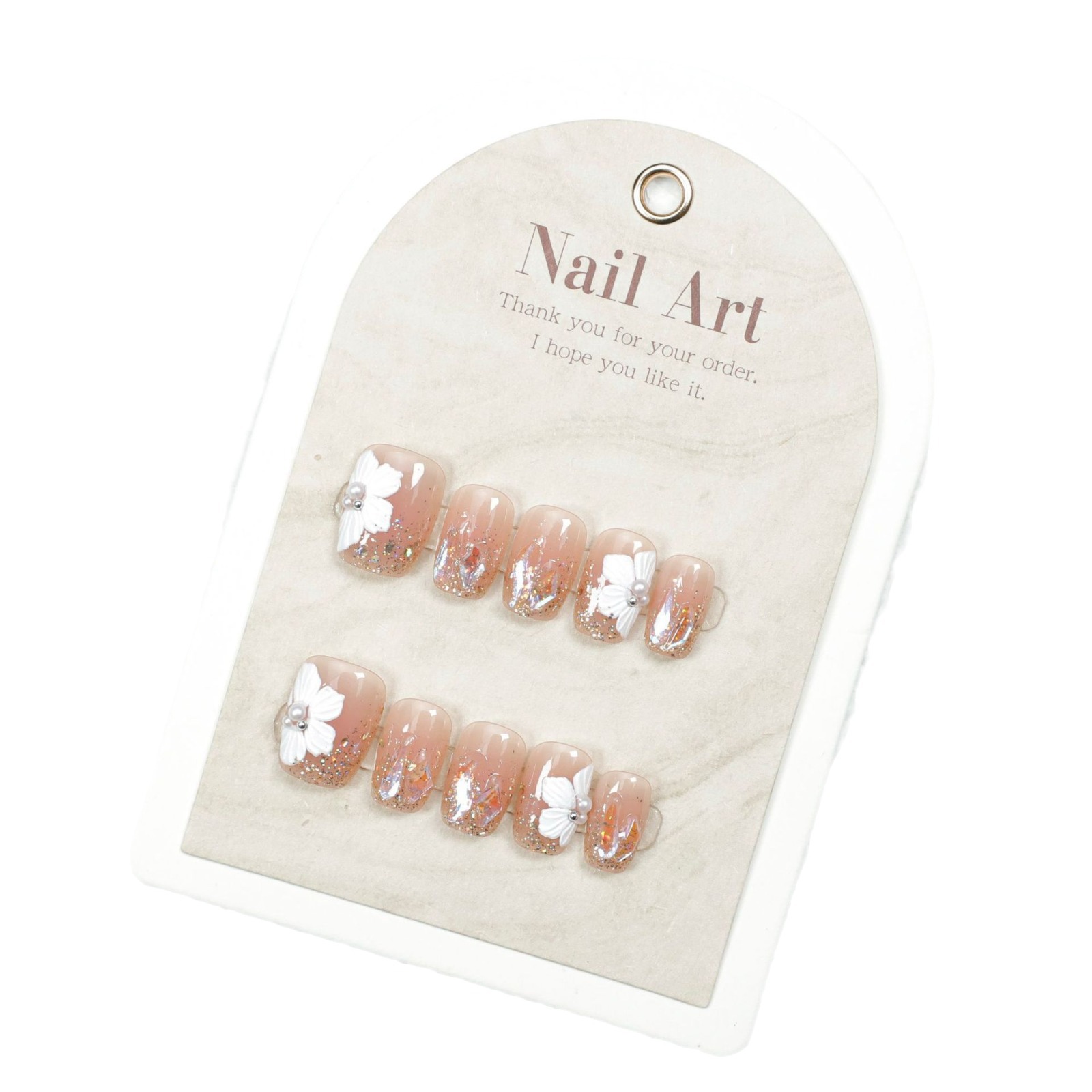 10 piezas para usar uñas de verano estereoscópica flor blush parche de uñas falsas cortas productos terminados