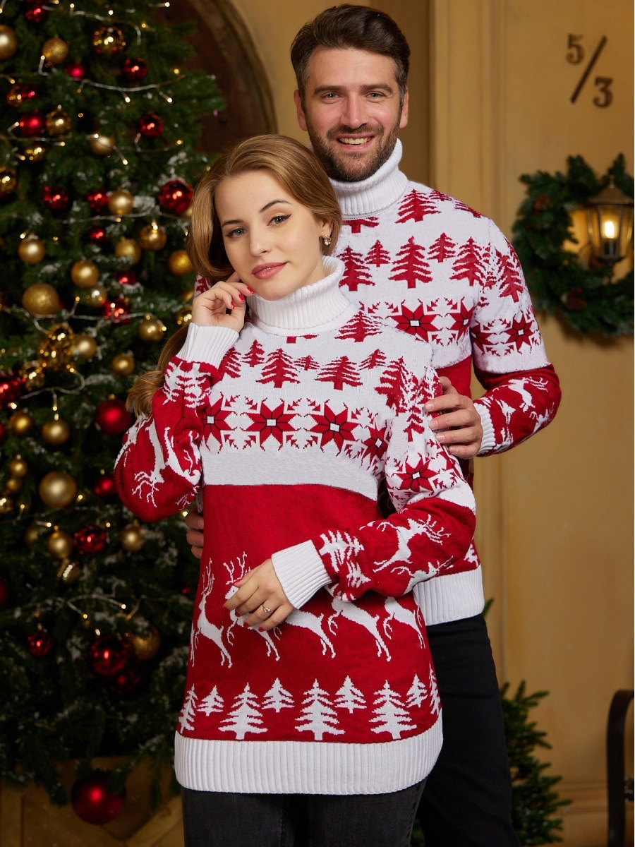 Mode Weihnachtsbaum Polyester Rollkragen Lange Ärmel Normale Ärmel Jacquard Pullover display picture 9