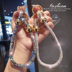 女性用のファッショナブルなフルダイヤモンド携帯電話ストラップ、リストペンダント、ショートスタイル、ハイエンド、軽い高級携帯電話ケースペンダント、小さな香りのハンド