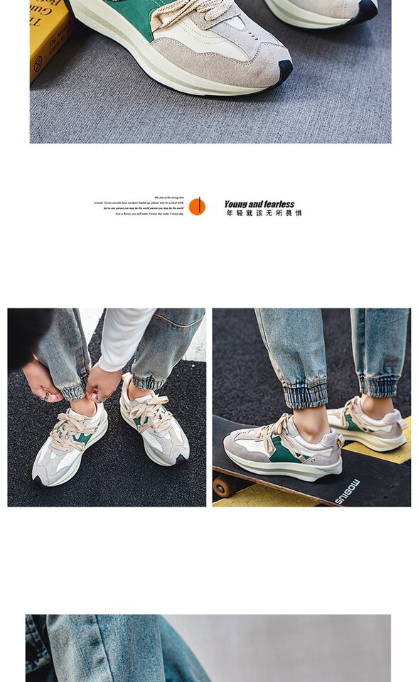 Giày sneaker nam phối màu , nhẹ thoáng khí, đế bệt — màu xanh, màu xám chi tiết 6