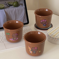 可爱黑皮小猫马克杯 ins运动冲浪滑滑板黑皮猫陶瓷水杯小碗咖啡杯
