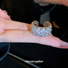 Zirconium, one size fashionable small design ring, advanced accessory, flowered, trend of season, on index finger, high-end