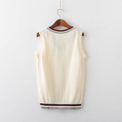 JK制服毛衣針織衫背心寬松版長袖日系學院風毛衣校服班服杏色毛衣