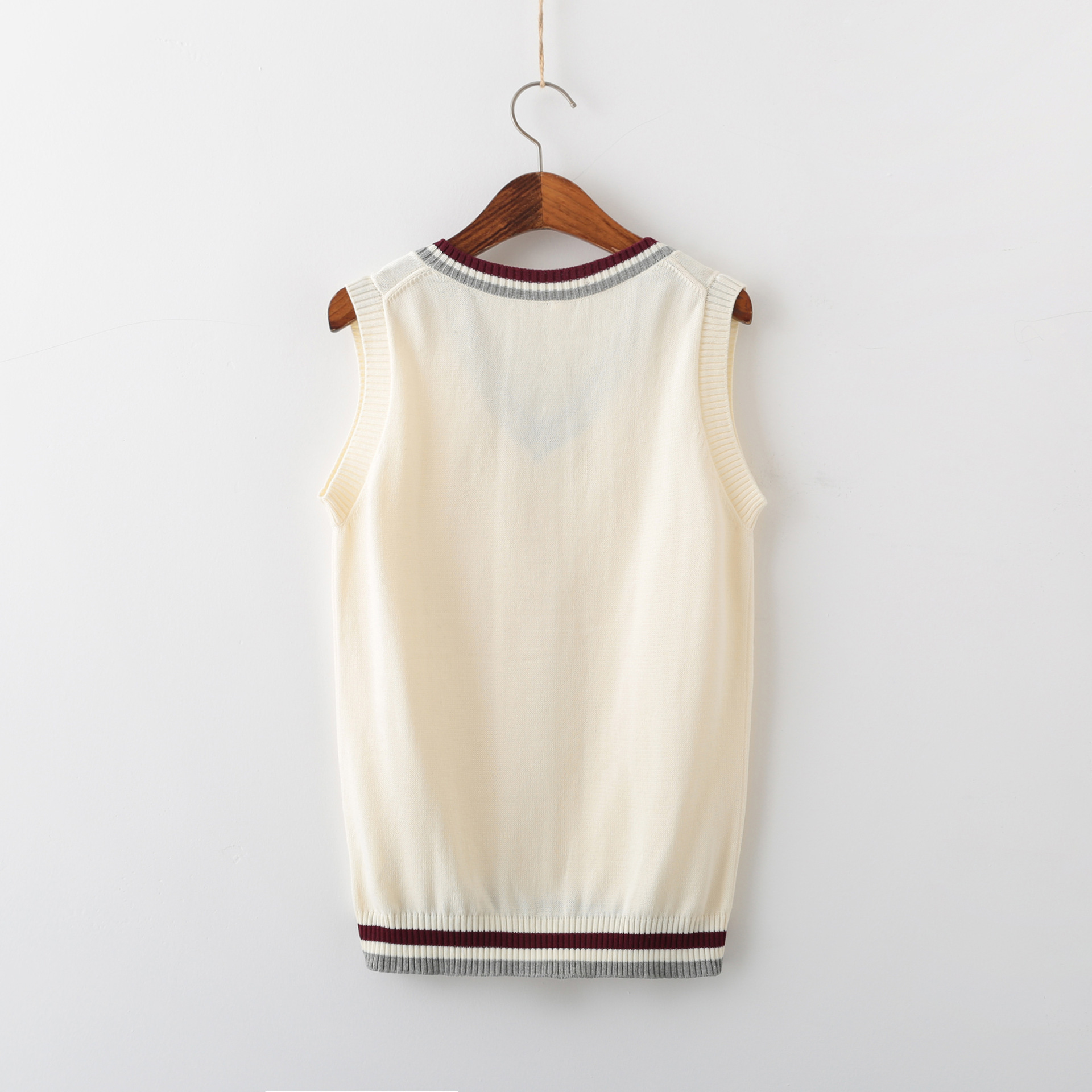 JK制服毛衣針織衫背心寬松版長袖日系學院風毛衣校服班服杏色毛衣