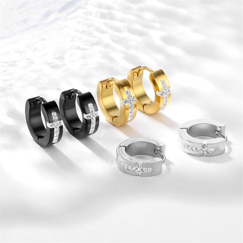 1 Piece Quantity 1 Piece Vintage Style Geometric Plating Titanium Steel Hoop Earrings