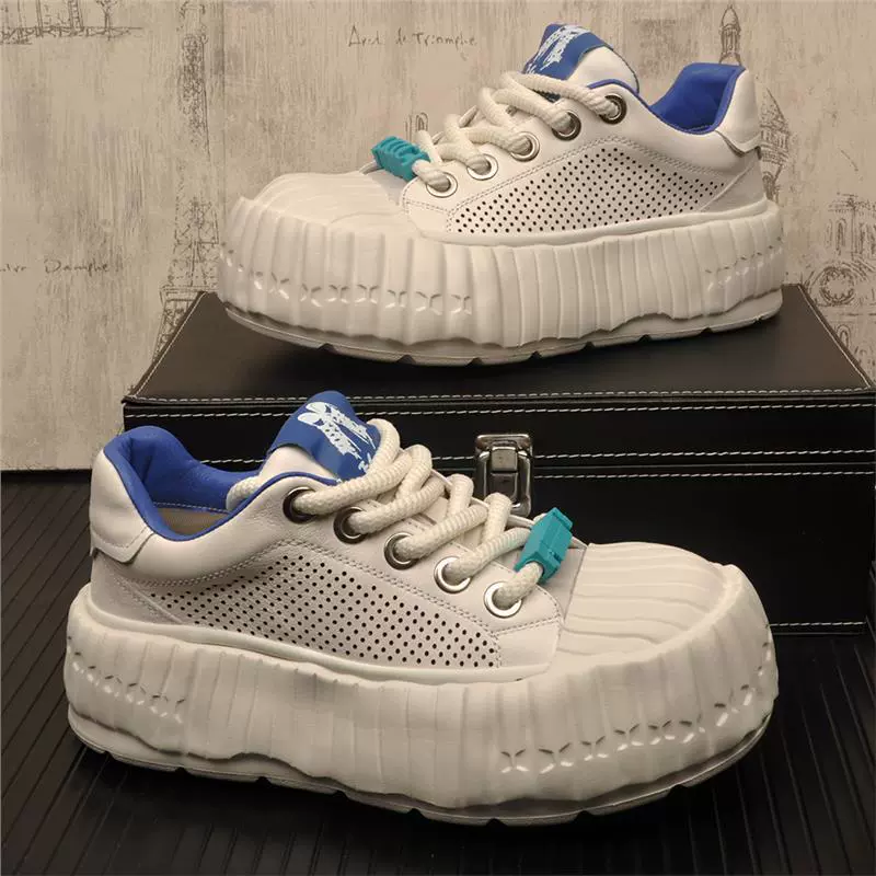 Мужские туфли Kabuchi из натуральной кожи, белые, летние 2025, дышащие кроссовки с вырезами, персонализированные, универсальные, модные повседневные туфли