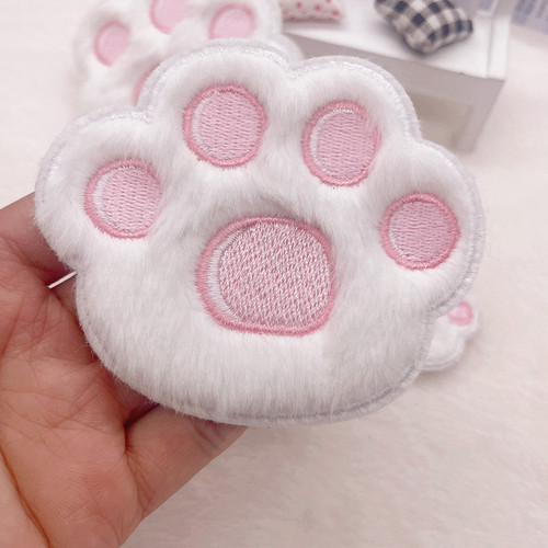 Treasure No. 1 Cartoon Plush Cat Claw Bangs Sticker Velcro Sticker Versatile Cute Embroidery Sticker to Fix Broken Hair