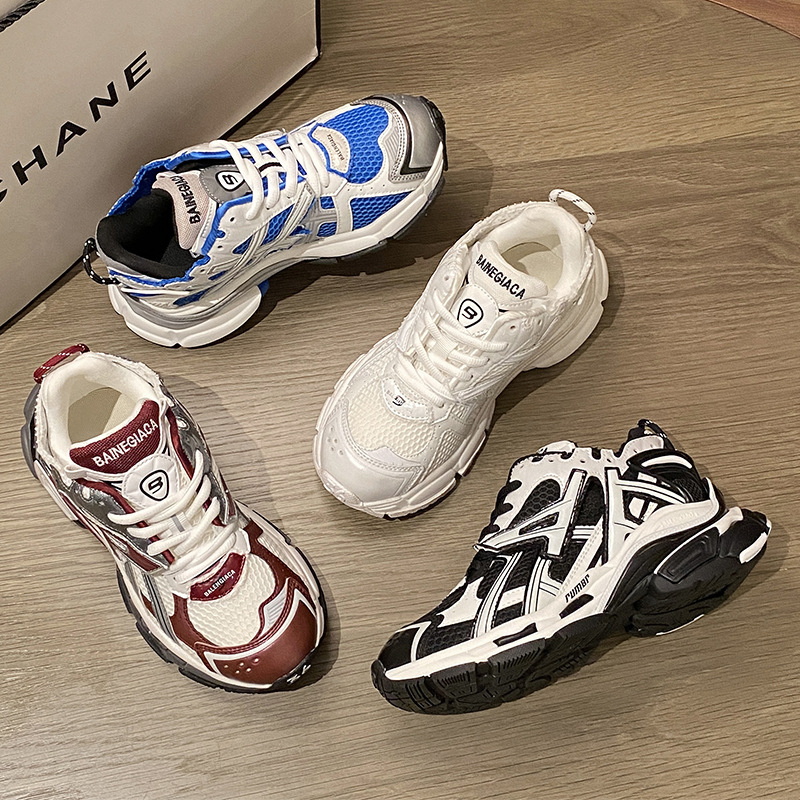 Casual Net Rot Stil Paris Sommer Neue Dicke Sohlen Mesh Atmungsaktive Leder Alte Schuhe Frauen Erhöhen Höhe Und Aussehen dünn_voghion.com