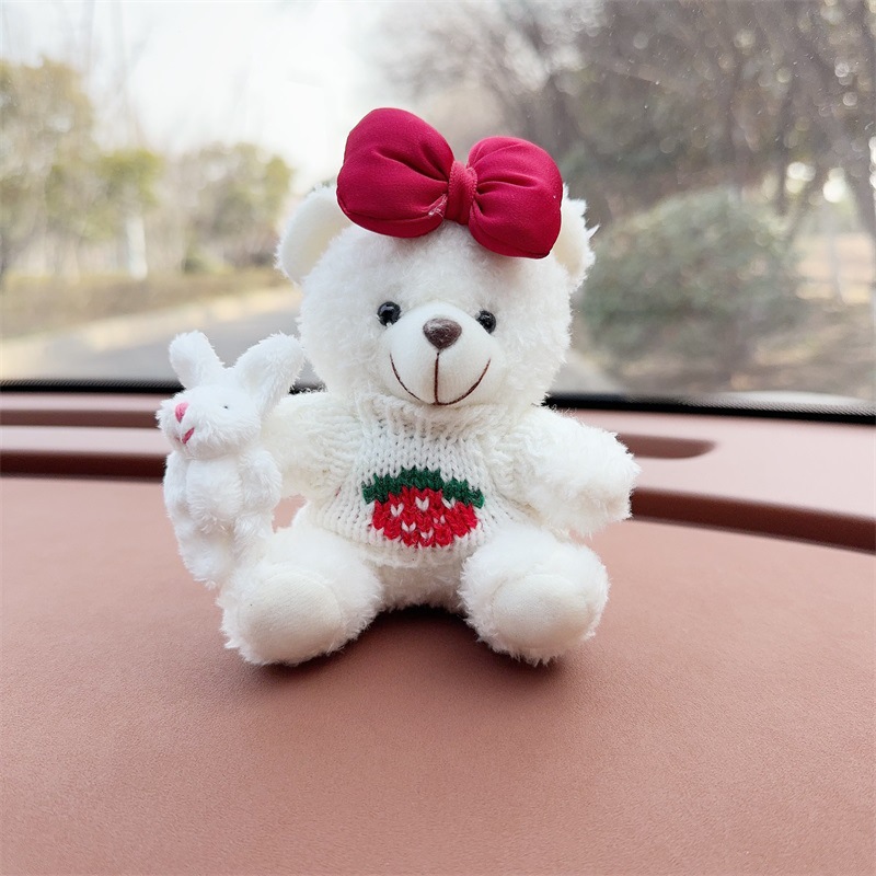 Creativo lindo cartón de dibujos animados peluche oso montado en la consola central decoraciones de automóviles accesorios de automóviles accesorios de automóviles para hombres y mujeres
