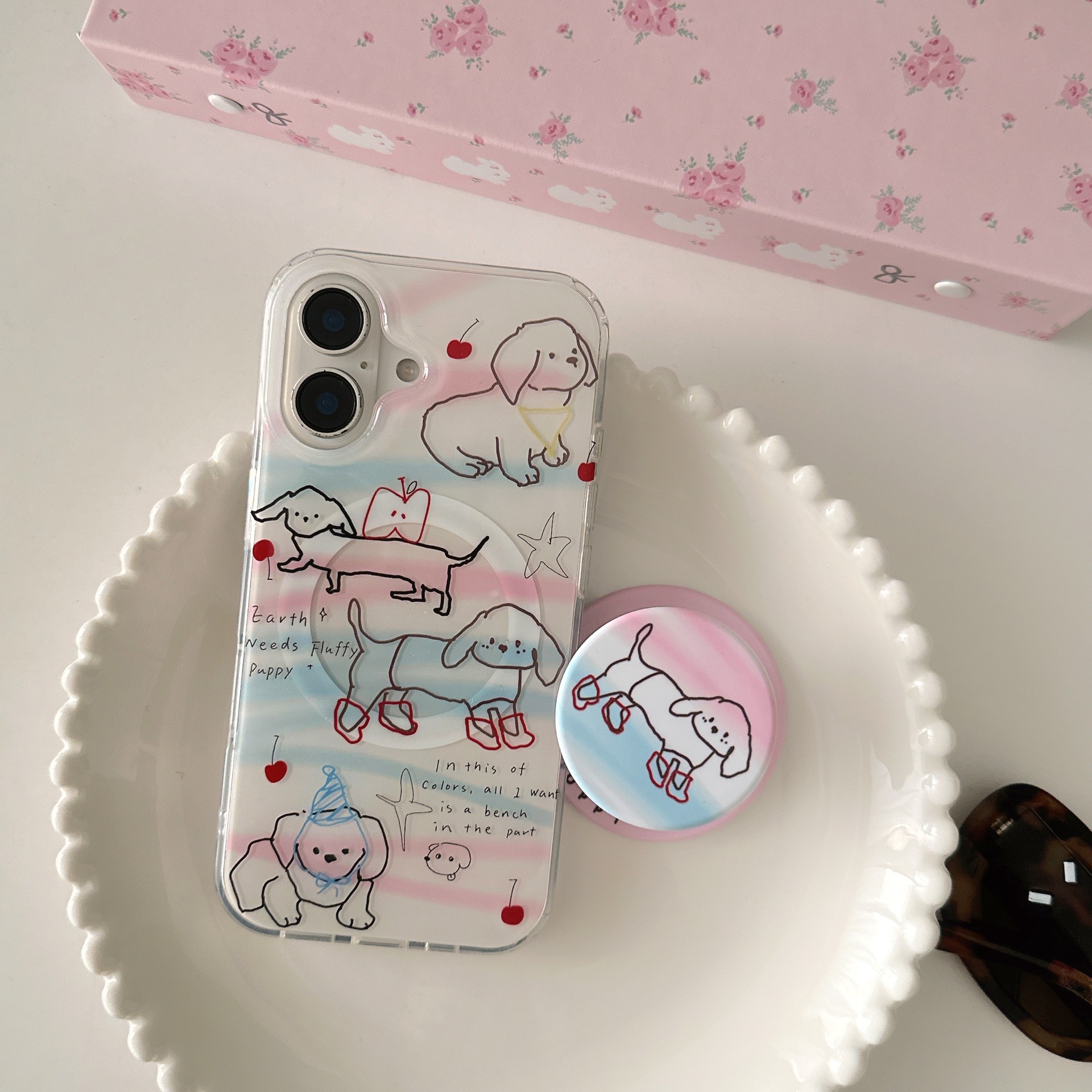 Perro salchicha de línea de dibujos animados estilo ins para Apple 15ProMax funda para teléfono móvil 16Pro nicho 14/13 Mujer 16