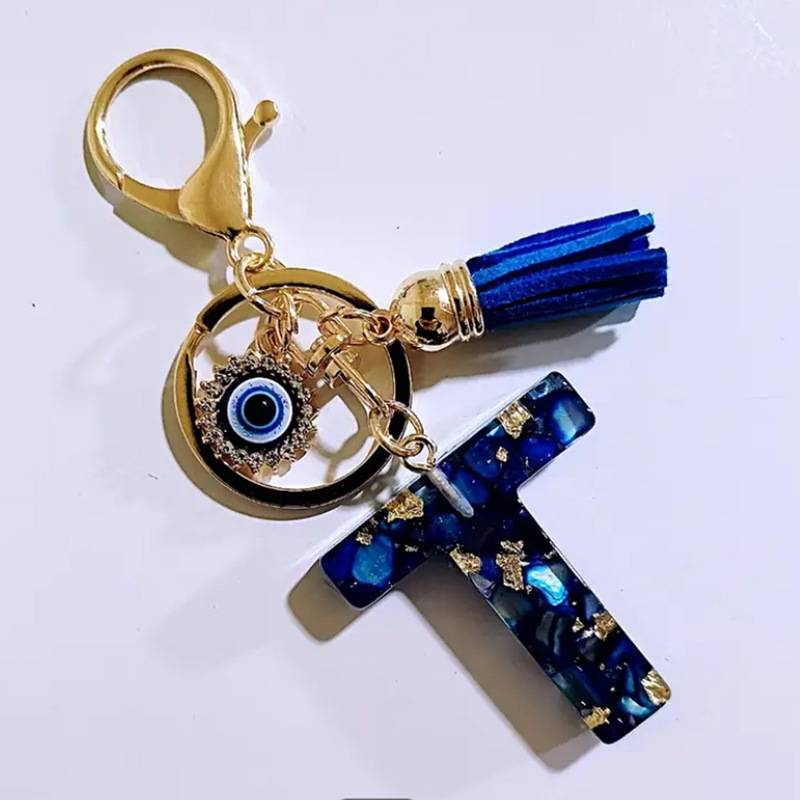 国境を越えたホット販売悪魔の目レターキーホルダー樹脂接着剤 26 文字ペンダント女性のバッグペンダントキーホルダー|undefined