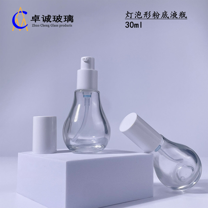 現物30ml電球形ファンデーションガラス瓶bbクリーム隔離クリームプレス瓶化粧品分注瓶卸売り|undefined