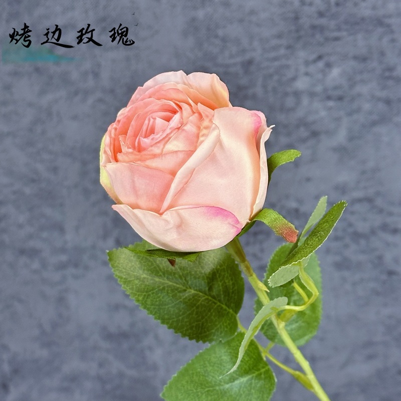 Flor artificial, rosa individual, pintura al óleo al horno, rosa retro, decoración de boda en el hogar, decoración, decoración de flores falsas al por mayor