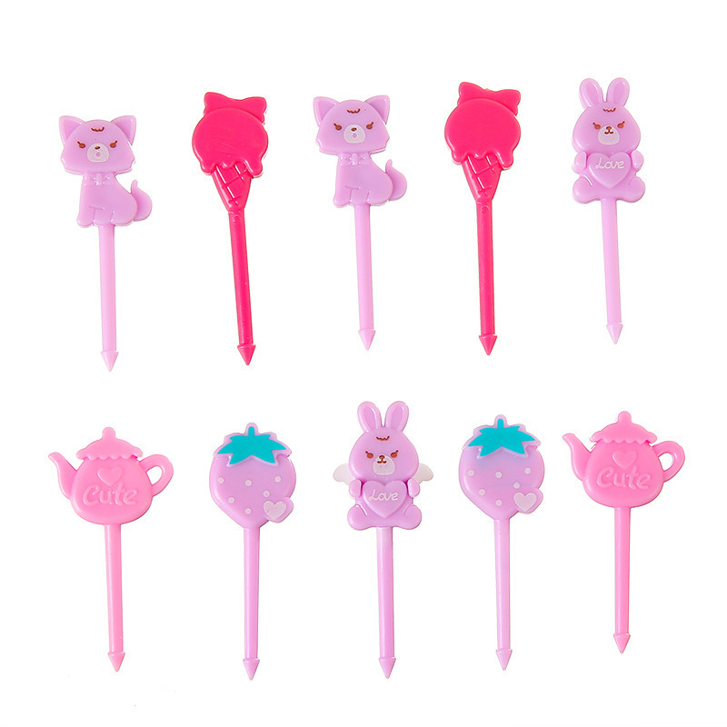 Cute Solid Color Plastic Fruit Fork display picture 4