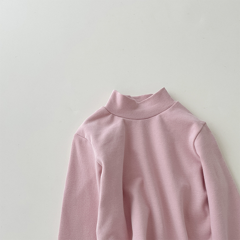 Camiseta de cuello medio elástica de 280 g para niños y niñas, estilo otoño 2026, talla 150-160