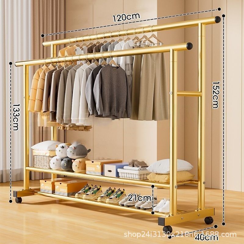 [파이프 직경 25mm] 120cm-금색 이중 평행봉 + 바퀴