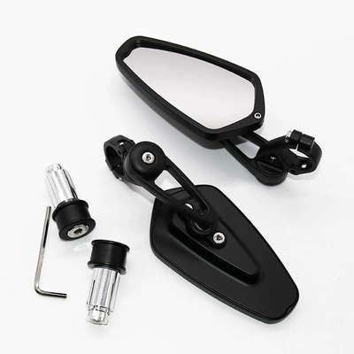 Motorcycle rearview mirror all aluminum hand mirror universal white glass modified retro 22mm handlebar mirror reversing mirror (Car mirror)