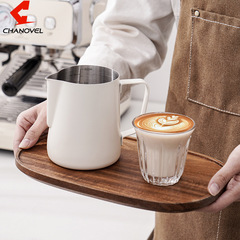 Japanese 304 stainless steel embossed bucket, white embossed milk cup, hand-poured milk frothing cup coffee accessories set