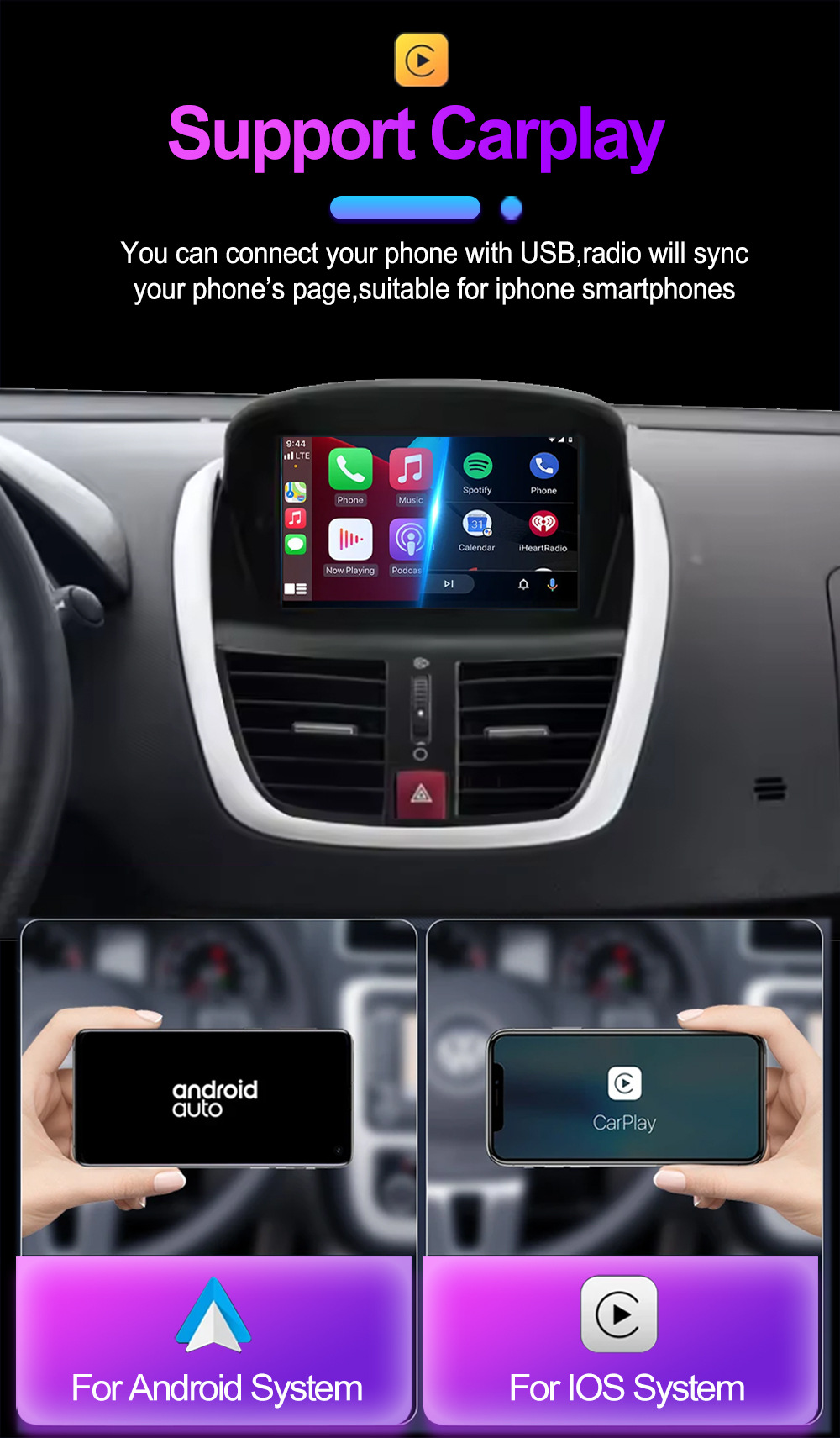 Suitable for 7inch Peugeot 207Cc Android Car Gps High-Definition Screen Mp5 Bluetooth Navigation All-In-One Carplay