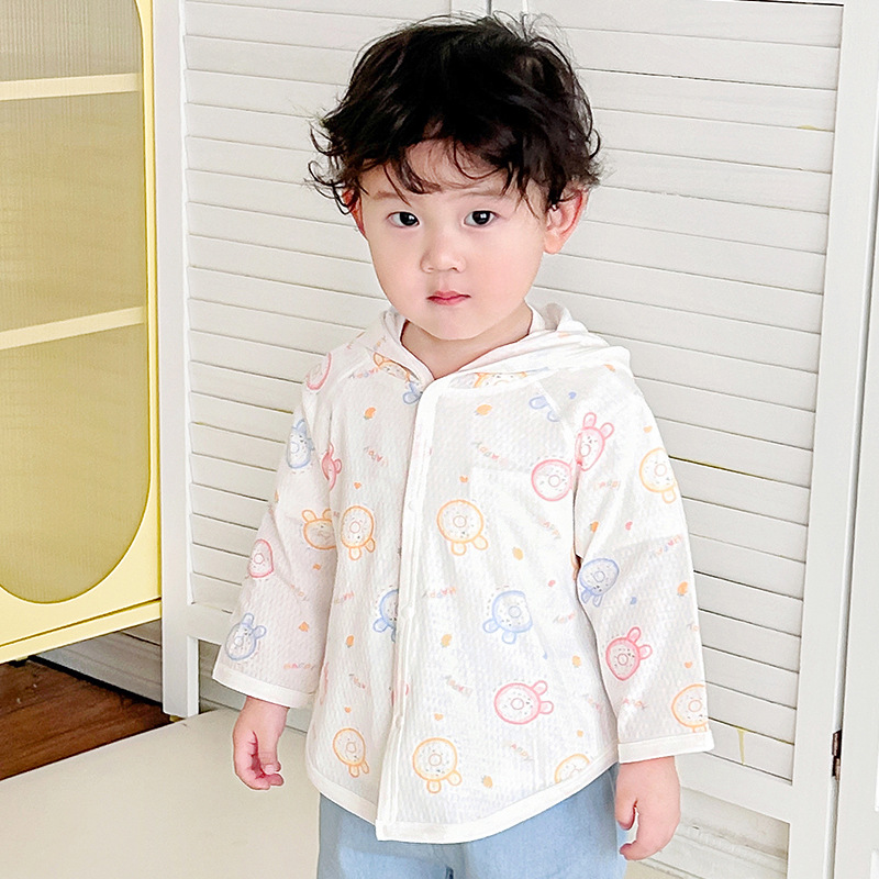 Camacos solares para bebés de verano de algodón para niños y niñas, camisas de pijamas de aire acondicionado, cardigans de verano, chaqueta de bebé