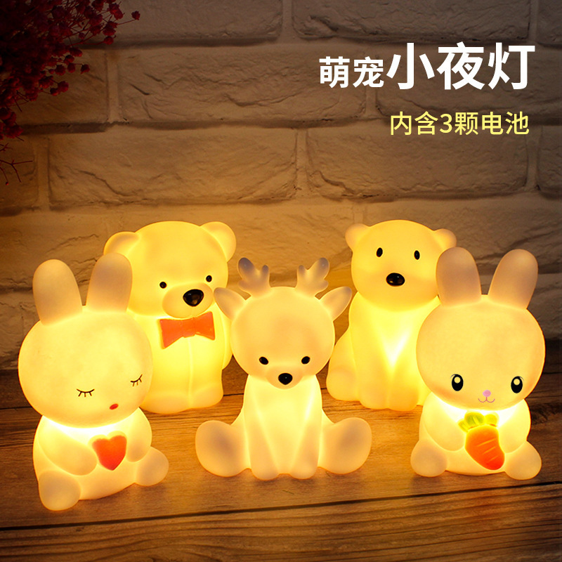 Douyin's Best-Selling Creative Cute Animal Rabbit Night Light Children's Bedroom Ornaments Street Stall Luminous Toys Wholesale