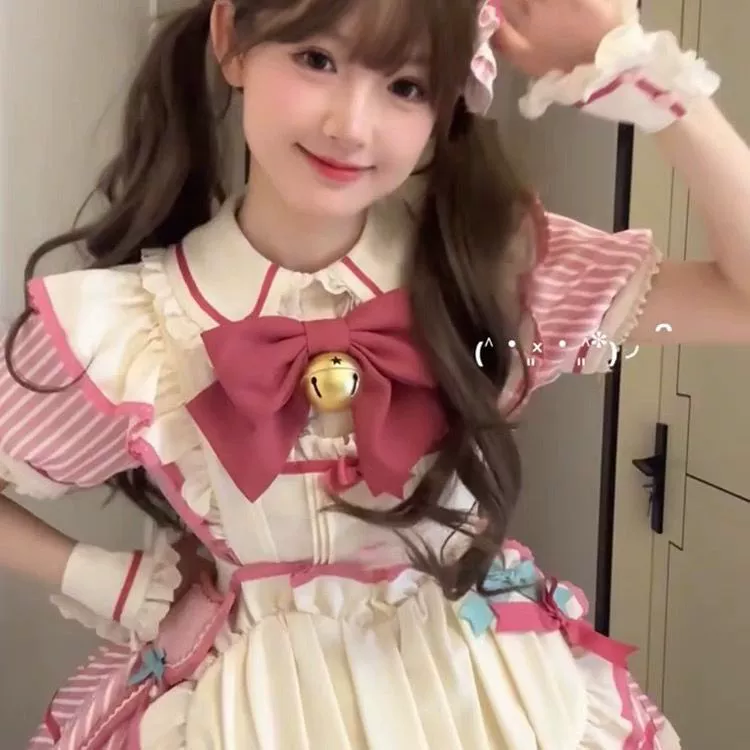 Популярная розовая юбка с бутонами для взрослых, милое повседневное легкое платье принцессы в стиле Лолиты, платье Лолиты