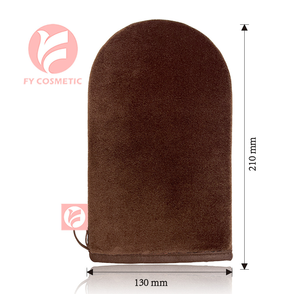 Source factory oiled gloves tanningmitt tanning oil flocking SPA gloves