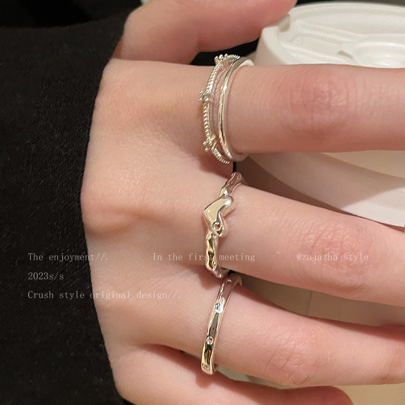 Heart-shaped Zircon Adjustable Ring For Women Minimalist Design_voghion.com