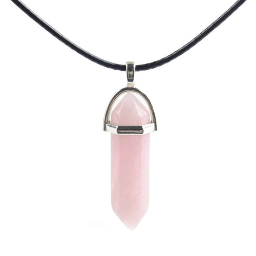 wish natural stone hexagonal column pendant European and American fashion natural crystal hexagonal column bullet hexagonal column necklace