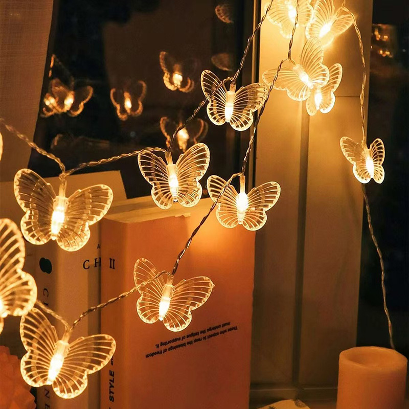 Nuevo LED nueva lámpara de mariposa parpadeo lámpara de cadena de luces de atmósfera decoración lámpara de color colgante lámpara galvanizada iluminación de cadena de boda