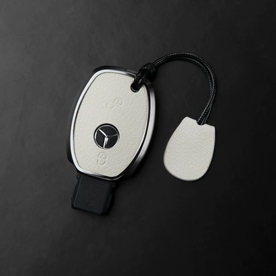 Slc, V-Class, Gla, Glc, Gle, Glk. – Car key bag - mercedes-benz-c-class-2-button-key-fob-case-minimalist-cord-style-ivory-white