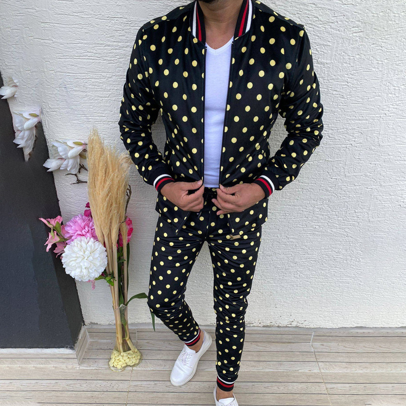 2023 Otoño e Invierno transfronterizo nuevo traje de chaqueta con cremallera para hombre Amazon pantalones de manga larga collar de dos piezas conjunto