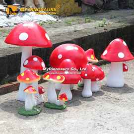 玻璃钢材料仿真植物模型 可爱逼真蘑菇家族 室内装饰摆件玩具