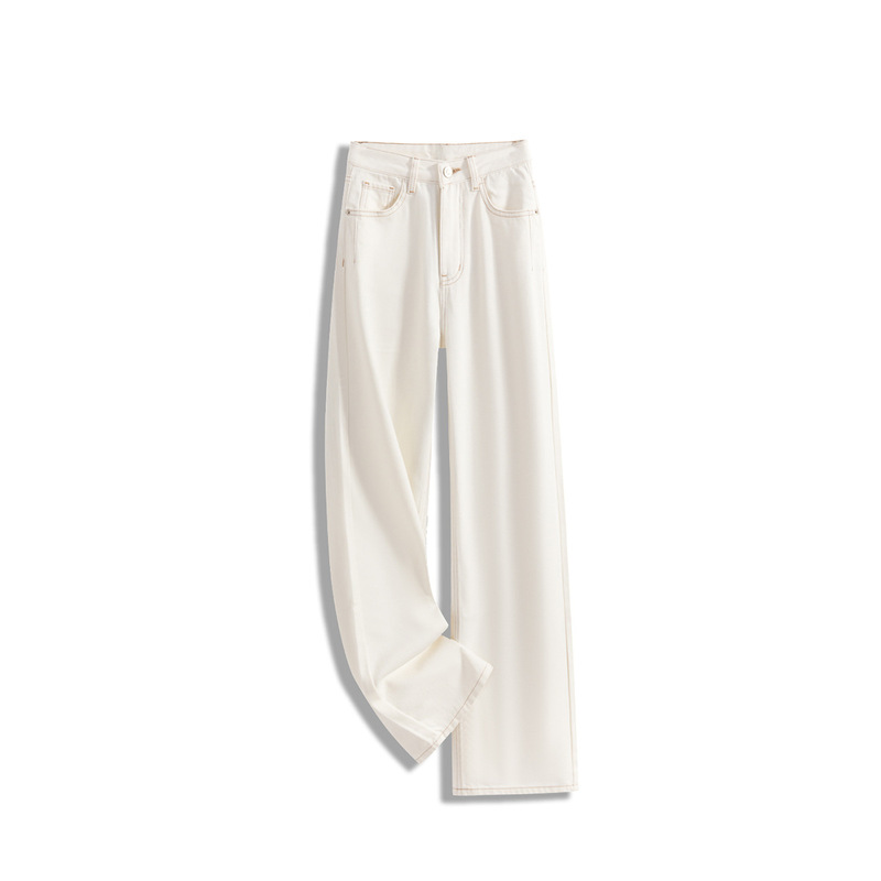 Li Girl's White Drapey Straight-Leg Jeans for Women, Summer 2026 New Style, High-End Casual Wide-Leg Pants Li Girl's White Drapey Straight-Leg Jeans for Women, Summer 2026 New Style, High-End Casual Wide-Leg Pants