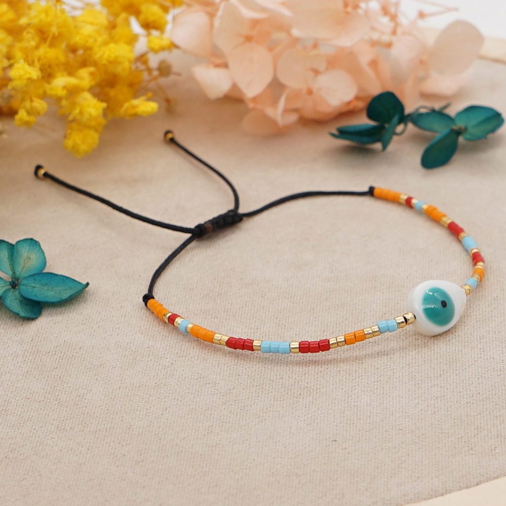 Simple natural shell lucky eyes rice beads handwoven colorful beaded braceletpicture14