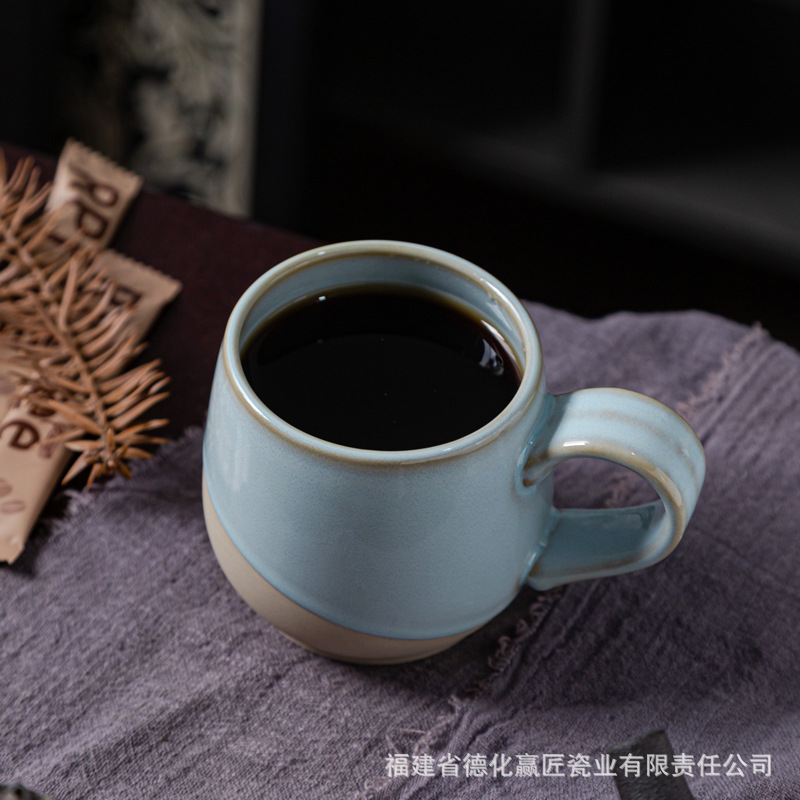 Taza de cerámica retro Taza transfronteriza Taza de té de la tarde simple de estilo japonés Juego creativo de tazas y platillos de café de gres