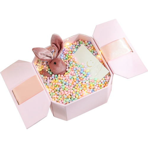 Creative Octagon Hexagon Gift Box Set for Girlfriend's Birthday Gift Packaging Box Pink Gift Box Empty Box Wholesale