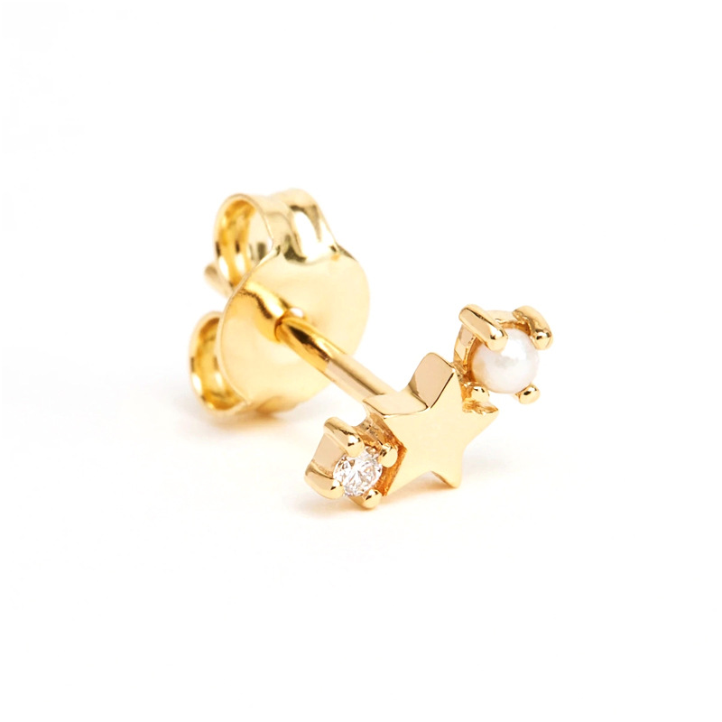 4g Weight Zircon Inlay Material Ear Studs Classification Daily Occasion 925 Sterling Silver Material Star Pattern Women'S Gender Plating Design Simple Style Style 925 Sterling Silver Zircon 925 Sterling Silver Earrings Star Ear Studs 9