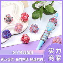 跨境重工软陶玫瑰直孔花球 手工多层花瓣散珠DIY串珠笔饰品配件