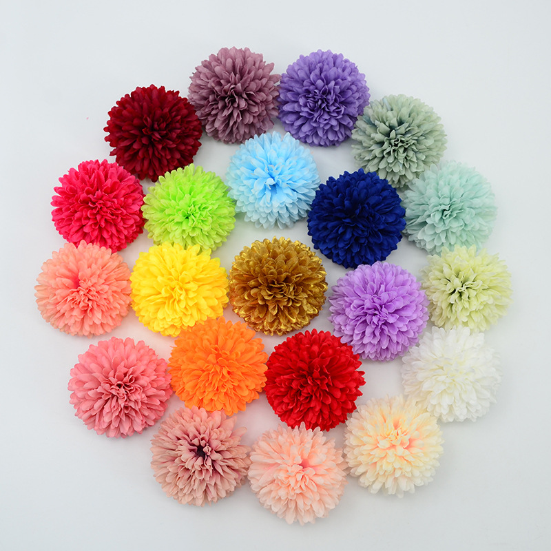 Customizable Ping Pong Chrysanthemum Flower Simulation Thorn Ball Children's Day Doll Bouquet Wedding Arrangement Handmade Flower Silk Flower Material