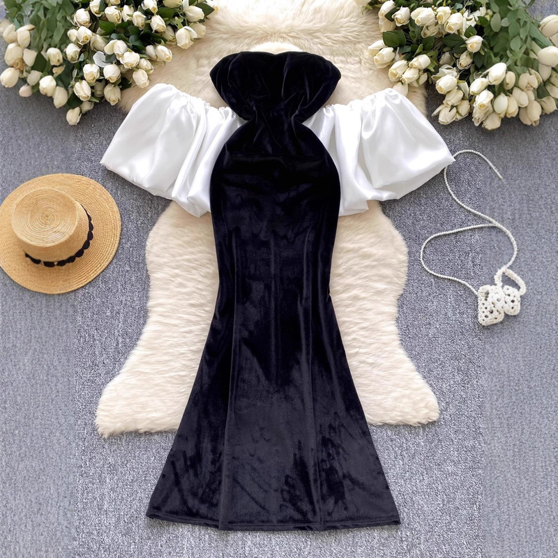 Carefully Selected Classy Dress for Women's Dinner Party Host Dress Sexy Slim Velvet Tube Top Long Skirt with Long