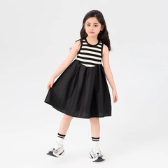 2024夏季新款韓版條紋背心女童連衣裙夏季無袖寶寶連衣裙洋氣批發