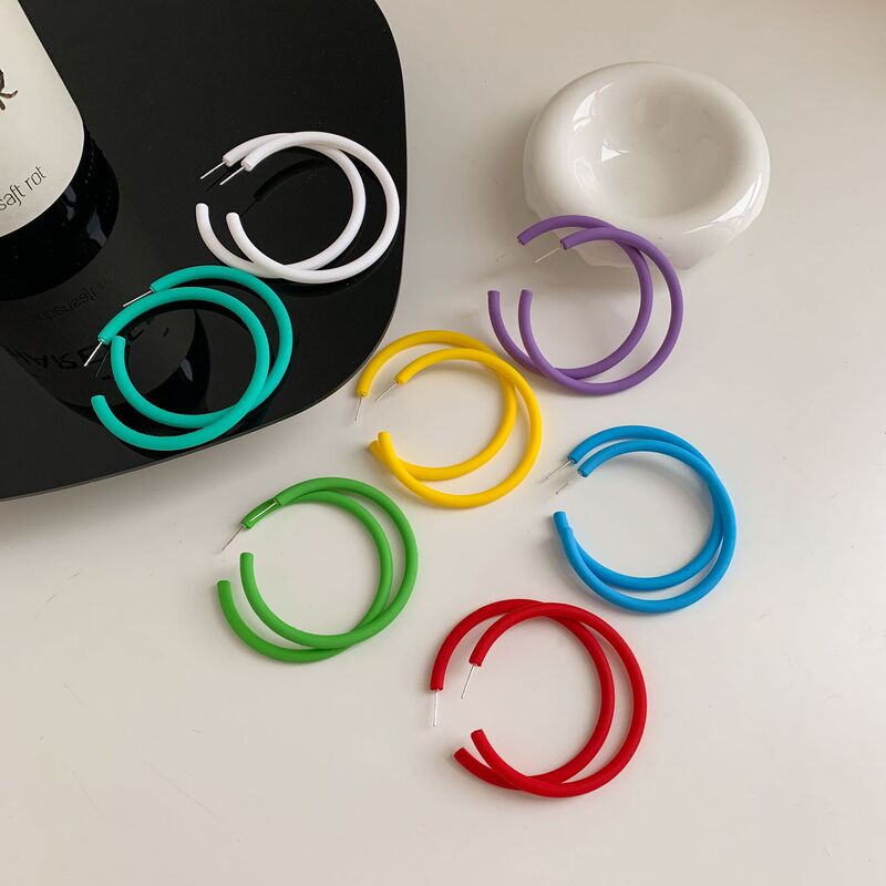 Hyun-tasteful style classic big hoop earrings online popular C- shaped candy color fashion personality simple fresh temperament versatile women
