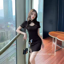 2024新款女足浴技师工作服气质显瘦性感夜店包臀改良旗袍连衣裙潮