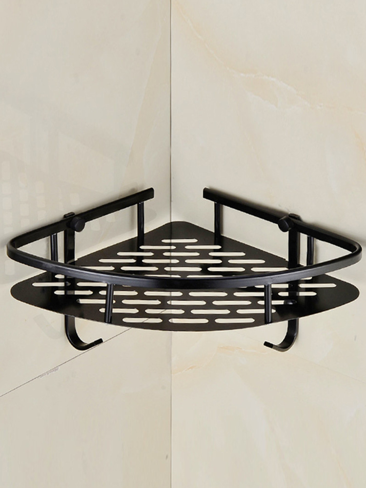 Bathroom hole-free storage shelf wall-mounted bathroom accessory toilet space aluminum triangle shelf corner storage rack